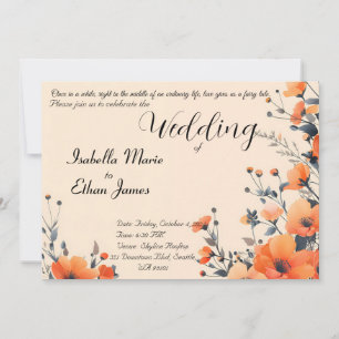 Soft floral romanitc wedding invitation design