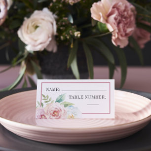 Soft Floral Romantic Greenery Mauve Wedding Place  Card