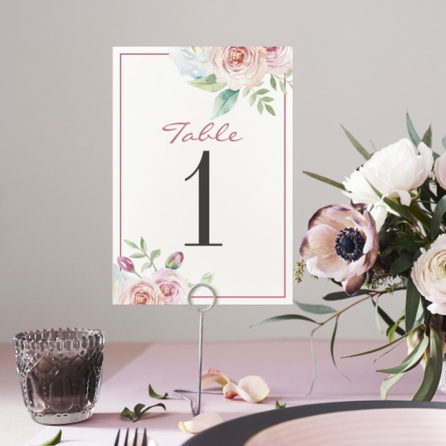 Soft Floral Romantic Greenery Wedding Table Number (Creator Uploaded)
