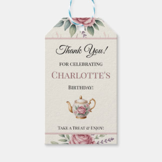 Soft Floral Tea Girl Party Guest Name Thank You Gift Tags