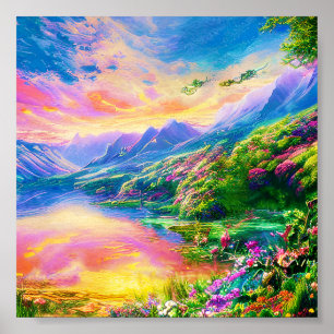 Soft floral valley poster