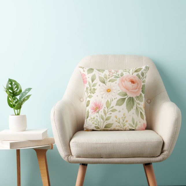 Soft Floral Watercolor Pattern   Cushion (Chair)