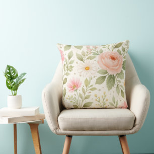 Soft Floral Watercolor Pattern Cushion