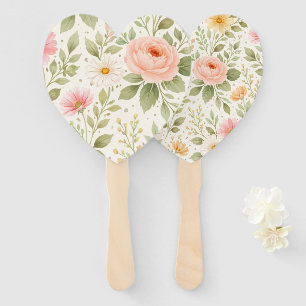 Soft Floral Watercolor Pattern Hand Fan