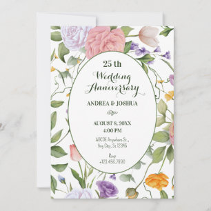 Soft floral wedding anniversary invitation