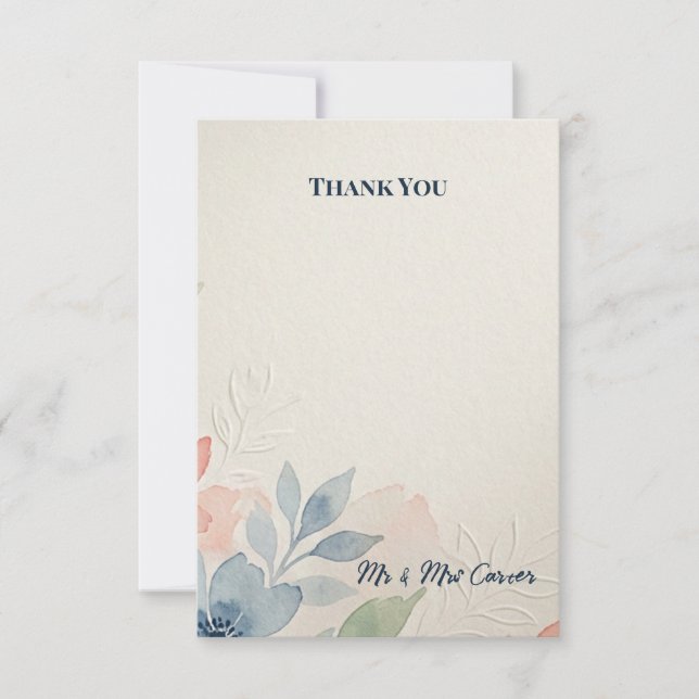 Soft Floral Wedding Thank You Card (Front)