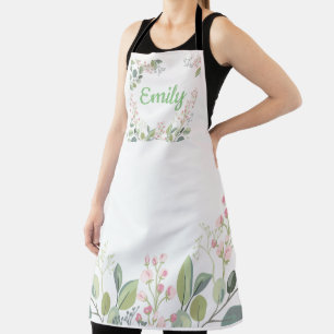 Soft Floral with Leaves & Tiny Budding Flowers Apron
