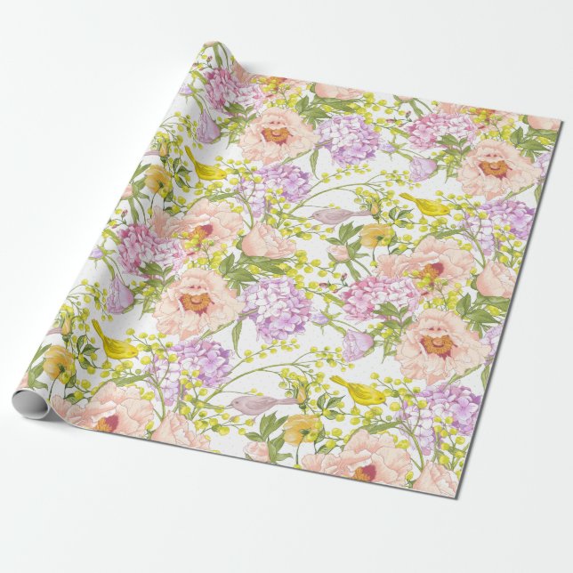 Soft  Floral Wrapping Paper (Unrolled)