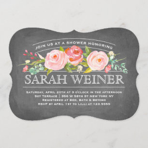 Soft Florals Chalkboard Bridal Shower Invitation