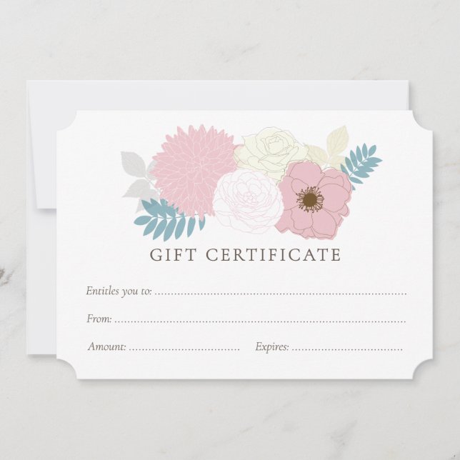 Soft Florals Shop Store Gift Certificate Template (Front)