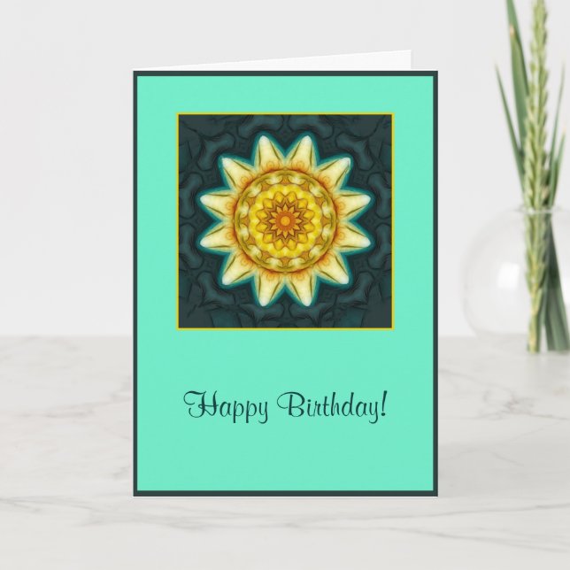 Soft Flower Mandala Birthday Card (Front)