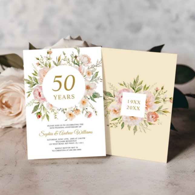 Soft Flowers 50th Anniversary Invitation (Creator Uploaded)