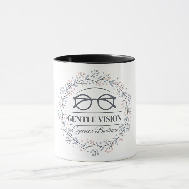 Soft Flowers Surrounding Reading Glasses Style Mug (Center)