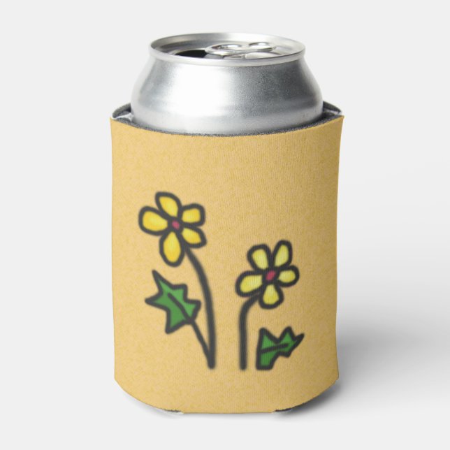 Soft Flowers Yellow Can Cooler (Can Front)