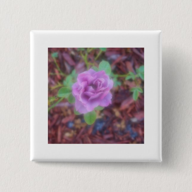 soft focus lavender coloured rose 15 cm square badge (Front)