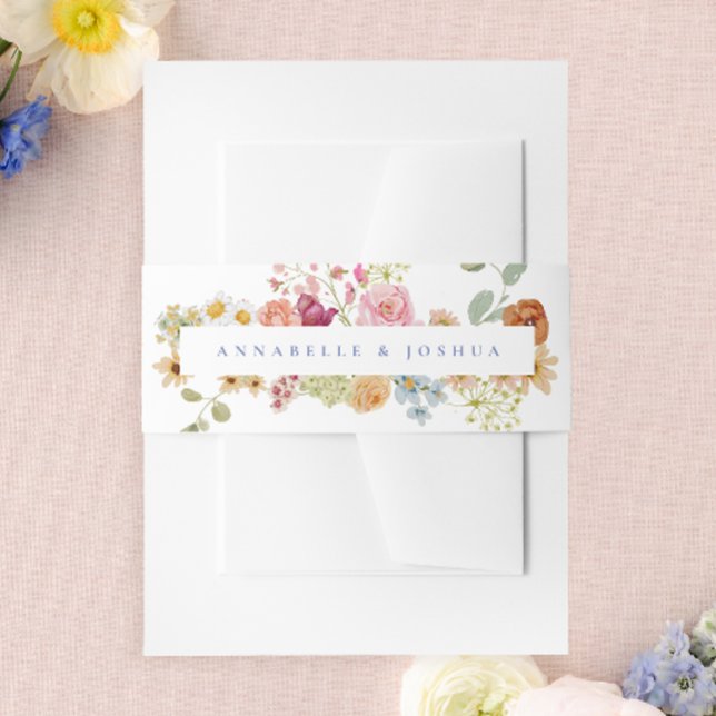 Soft Garden Florals Wedding Invitation Belly Band (Creator Uploaded)