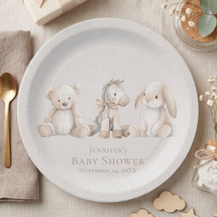 Soft Gender Neutral Nursery Toy Baby Shower Paper Plate