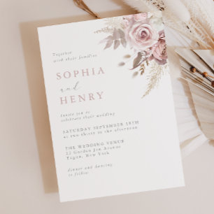 Soft Gentle Blush Floral Wedding Invitation