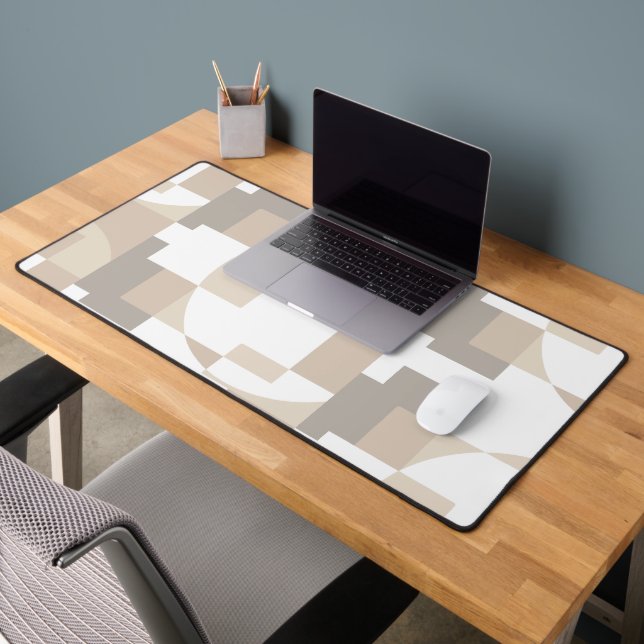 Soft Geometric Blocks – Calm Neutral Abstract Work Desk Mat (Office 2)