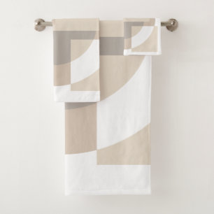 Soft Geometric Blocks – Neutral Abstract Towel Set