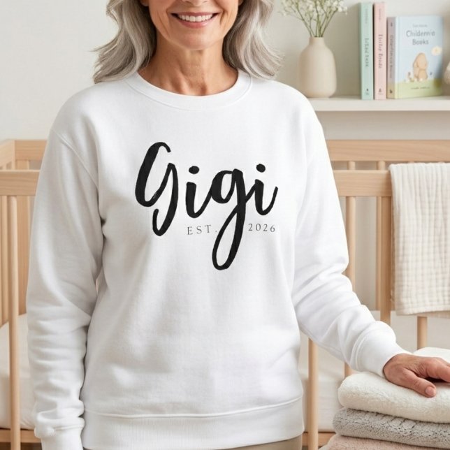 Soft Gigi EST Year Cosy Script Design Sweatshirt (Creator Uploaded)