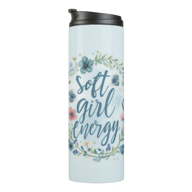 Soft Girl Energy Floral Baby Blue  Thermal Tumbler (Rotated Right)