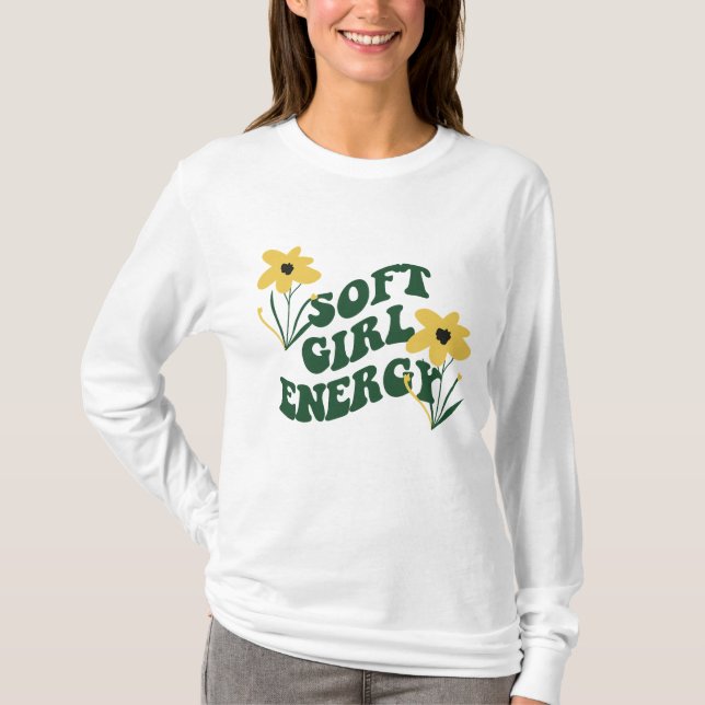 Soft Girl Energy Retro Flowers T-Shirt (Front)