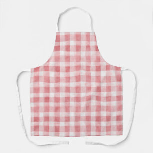 Soft Girly Pink White Plaid Stripes Bridal Showe   Apron