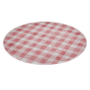 Soft Girly Pink White Plaid Stripes Bridal Showe   Cutting Board