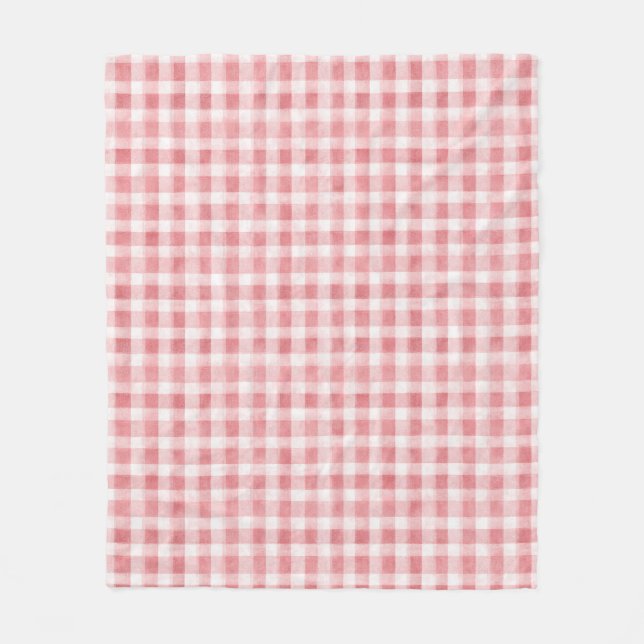 Soft Girly Pink White Plaid Stripes   Fleece Blanket (Front)