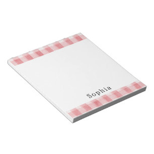 Soft Girly Pink White Plaid Stripes Notepad