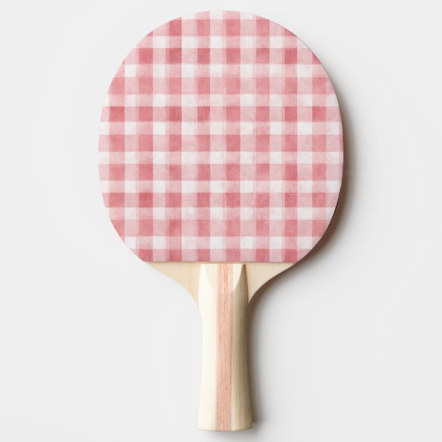 Soft Girly Pink White Plaid Stripes Ping Pong Paddle (Front)