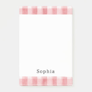Soft Girly Pink White Plaid Stripes Post-it Notes