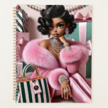 Soft Glam  Planner<br><div class="desc">Step into a world of soft luxury, confidence, and unapologetic glamour. This elegant illustration features a stylish fashion diva surrounded by beautifully wrapped gifts, pearls, and designer shopping bags. Draped in a plush pink fur coat with sparkling jewelry and flawless vintage curls, she embodies the energy of luxury shopping, feminine...</div>