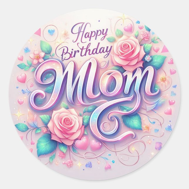 Soft glittre birthday sticker for mother  (Front)