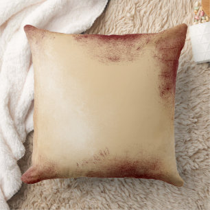 Soft Gold Background Brushed Red Brown Edges Cushion