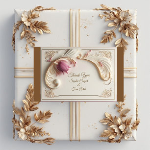 Soft Gold Baroque Grandeur with Tulip Floral Swirl Rectangular Sticker