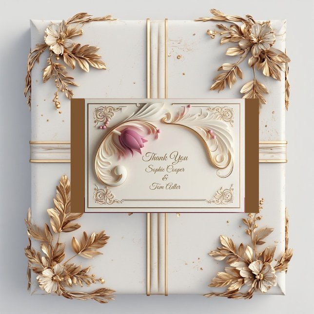 Soft Gold Baroque Grandeur with Tulip Floral Swirl Rectangular Sticker (Soft Gold Baroque Grandeur with Tulip Floral Swirl Rectangular Sticker)