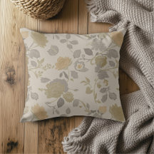 Soft Gold Beige Peach Grey Modern Farmhouse Floral