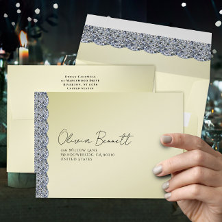 Soft Gold Diamond Modern Anniversary Envelope