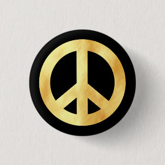 Soft gold Peace Symbol 3 Cm Round Badge