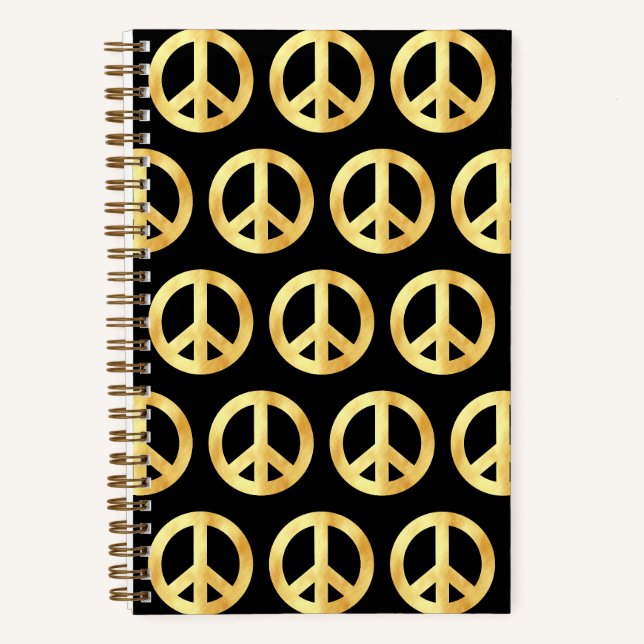Soft gold Peace Symbol Notebook (Front)