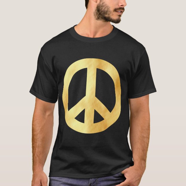 Soft gold Peace Symbol T-Shirt (Front)