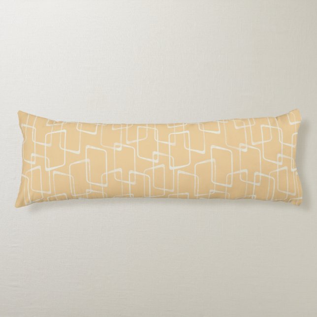 Soft Gold Retro Lino Print Geometric Pattern Body Cushion (Front)