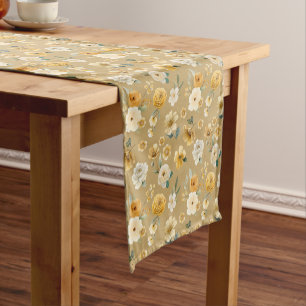 Soft Gold Vintage Floral Baby Shower Table Runner