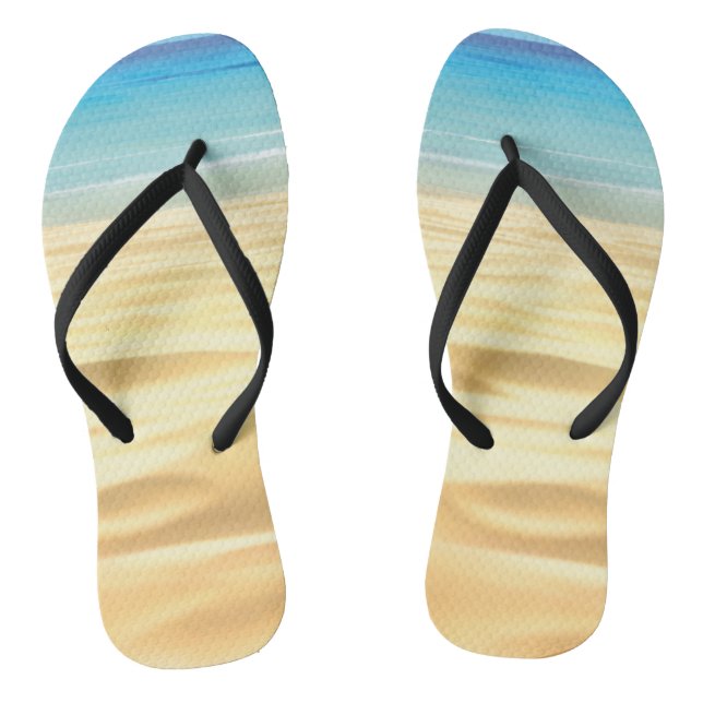 Soft Golden Beach Water Background Jandals (Footbed)