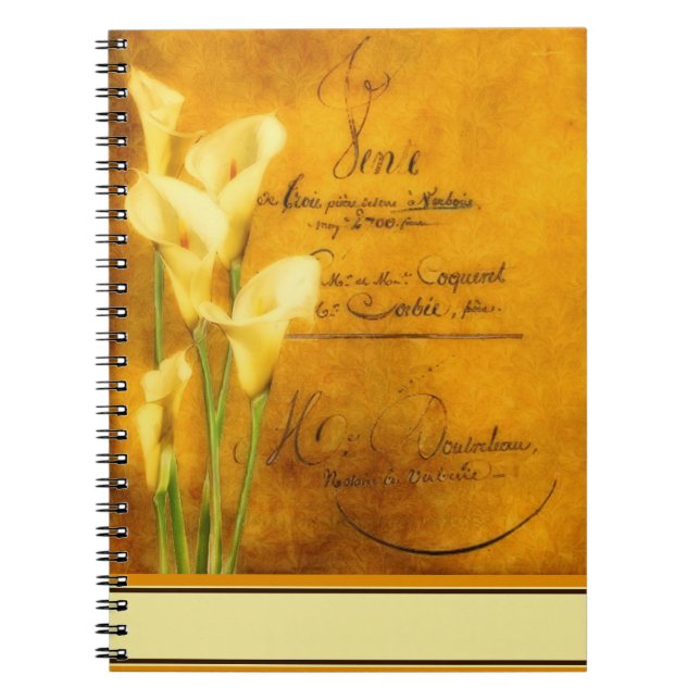 Soft golden calla lilies notebook (Front)