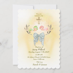 Soft golden cross Baptism invitation