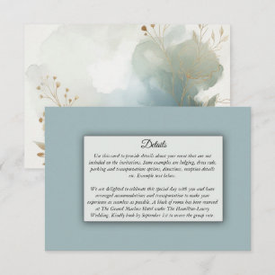 Soft Golden Dusty Blue Romance Wedding Enclosure Card