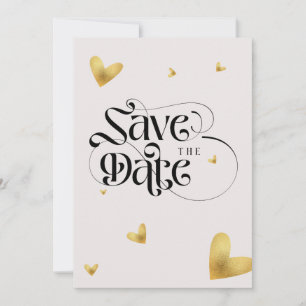 Soft golden heart calligraphy wedding save the date